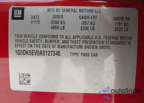 2010 Cadillac Cts Standard z USA, uszkodzony, nr VIN 1G6DK5EV9A0127346